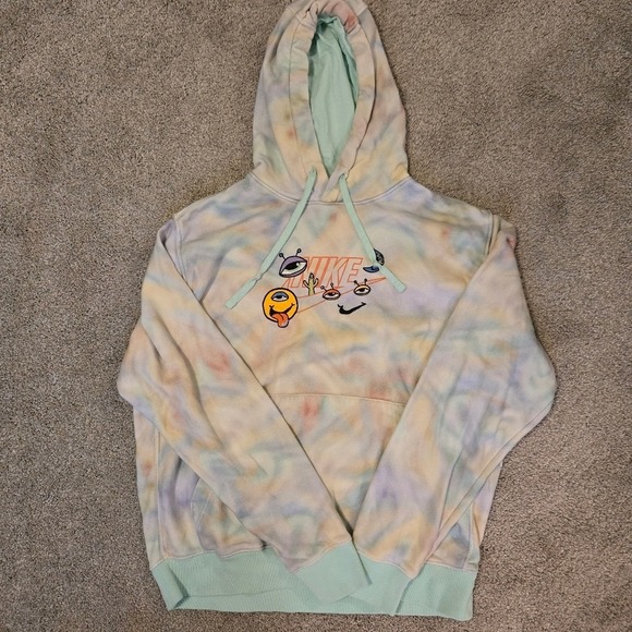 Nike Alien Size Large Men's Unisex Club Pullover Hoodie -Green/Pink - Picture 3 of 7